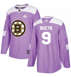 Youth Adidas Boston Bruins 9 Johnny Bucyk Authentic Purple Fights Cancer Practice NHL Jersey 