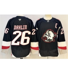 Men Buffalo Sabres  26 Rasmus Dahlin Black 2024 25 Alternate With C Patch Stitched Hockey Jersey