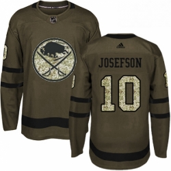 Mens Adidas Buffalo Sabres 10 Jacob Josefson Authentic Green Salute to Service NHL Jersey 