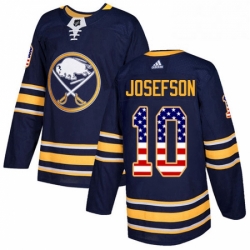 Mens Adidas Buffalo Sabres 10 Jacob Josefson Authentic Navy Blue USA Flag Fashion NHL Jersey 