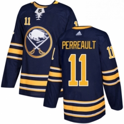 Mens Adidas Buffalo Sabres 11 Gilbert Perreault Premier Navy Blue Home NHL Jersey 