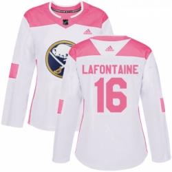 Womens Adidas Buffalo Sabres 16 Pat Lafontaine Authentic WhitePink Fashion NHL Jersey 