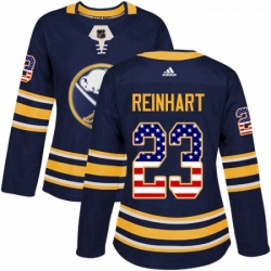 Womens Adidas Buffalo Sabres 23 Sam Reinhart Authentic Navy Blue USA Flag Fashion NHL Jersey 