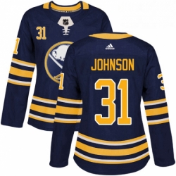 Womens Adidas Buffalo Sabres 31 Chad Johnson Authentic Navy Blue Home NHL Jersey 