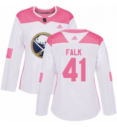 Womens Adidas Buffalo Sabres 41 Justin Falk Authentic WhitePink Fashion NHL Jersey 