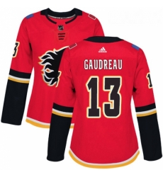 Womens Adidas Calgary Flames 13 Johnny Gaudreau Premier Red Home NHL Jersey 