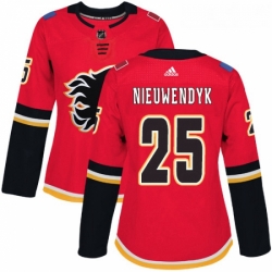 Womens Adidas Calgary Flames 25 Joe Nieuwendyk Premier Red Home NHL Jersey 