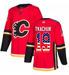 Youth Adidas Calgary Flames 19 Matthew Tkachuk Authentic Red USA Flag Fashion NHL Jersey 