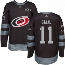 Mens Adidas Carolina Hurricanes 11 Jordan Staal Premier Black 1917 2017 100th Anniversary NHL Jersey 