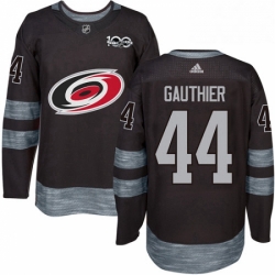 Mens Adidas Carolina Hurricanes 44 Julien Gauthier Authentic Black 1917 2017 100th Anniversary NHL Jersey 