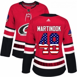 Womens Adidas Carolina Hurricanes 48 Jordan Martinook Authentic Red USA Flag Fashion NHL Jersey 