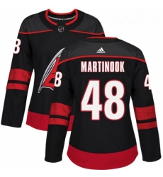 Womens Adidas Carolina Hurricanes 48 Jordan Martinook Premier Black Alternate NHL Jersey 