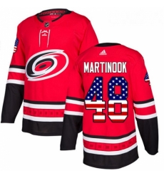 Youth Adidas Carolina Hurricanes 48 Jordan Martinook Authentic Red USA Flag Fashion NHL Jersey 