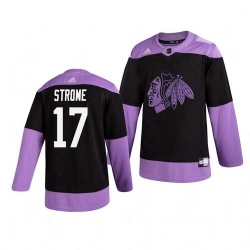 Blackhawks 17 Dylan Strome Black Purple Hockey Fights Cancer Adidas Jersey