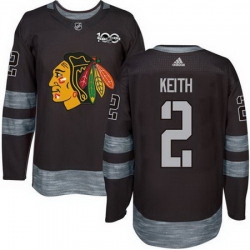 Blackhawks #2 Duncan Keith Black 1917 2017 100th Anniversary Stitched NHL Jersey