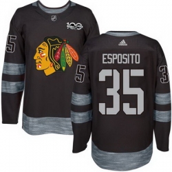 Blackhawks #35 Tony Esposito Black 1917 2017 100th Anniversary Stitched NHL Jersey