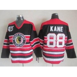 Blackhawks #88 Patrick Kane Red Black 75TH CCM Stitched NHL Jersey