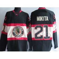 Chicago Blackhawks 21# Mikita black third jerseys