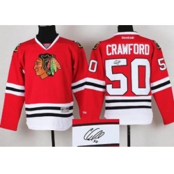 Chicago Blackhawks 50 Corey Crawford Red Signed Jerseys