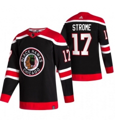 Men Chicago Blackhawks 17 Dylan Strome Black Adidas 2020 21 Reverse Retro Alternate NHL Jersey