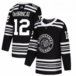 Mens Adidas Chicago Blackhawks 12 Alex DeBrincat Authentic Black 2019 Winter Classic NHL Jersey 