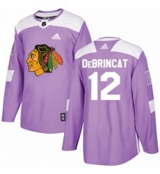 Men's Adidas Chicago Blackhawks #12 Alex DeBrincat Authentic Purple Fights Cancer Practice NHL Jersey