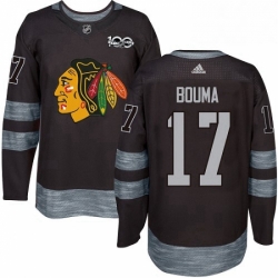 Mens Adidas Chicago Blackhawks 17 Lance Bouma Authentic Black 1917 2017 100th Anniversary NHL Jersey 