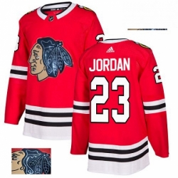 Mens Adidas Chicago Blackhawks 23 Michael Jordan Authentic Red Fashion Gold NHL Jersey 