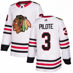 Mens Adidas Chicago Blackhawks 3 Pierre Pilote Authentic White Away NHL Jersey 