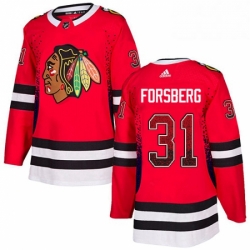 Mens Adidas Chicago Blackhawks 31 Anton Forsberg Authentic Red Drift Fashion NHL Jersey 