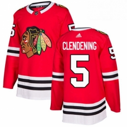 Mens Adidas Chicago Blackhawks 5 Adam Clendening Authentic Red Home NHL Jersey 