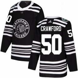 Mens Adidas Chicago Blackhawks 50 Corey Crawford Authentic Black 2019 Winter Classic NHL Jersey 