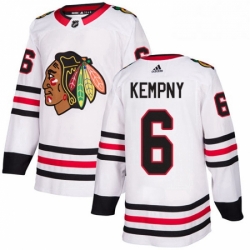 Mens Adidas Chicago Blackhawks 6 Michal Kempny Authentic White Away NHL Jersey 