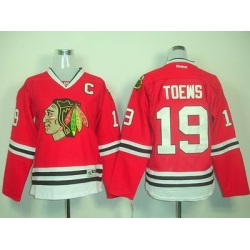 Women Chicago Blackhawks 19 TOEWS C Patch Red jersey