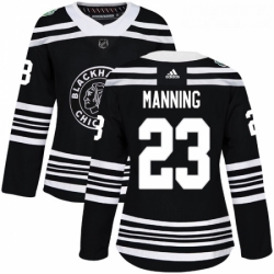 Womens Adidas Chicago Blackhawks 23 Brandon Manning Authentic Black 2019 Winter Classic NHL Jerse