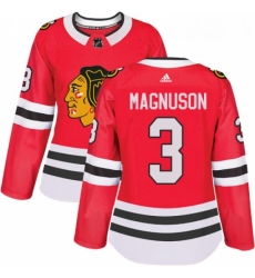 Womens Adidas Chicago Blackhawks 3 Keith Magnuson Authentic Red Home NHL Jersey 