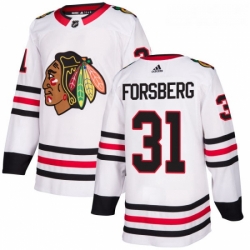 Womens Adidas Chicago Blackhawks 31 Anton Forsberg Authentic White Away NHL Jersey 