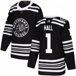 Youth Adidas Chicago Blackhawks 1 Glenn Hall Authentic Black 2019 Winter Classic NHL Jersey 