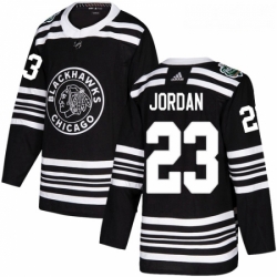 Youth Adidas Chicago Blackhawks 23 Michael Jordan Authentic Black 2019 Winter Classic NHL Jersey 