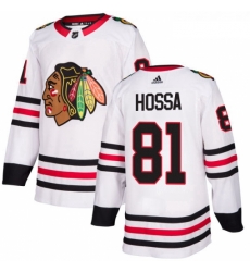 Youth Adidas Chicago Blackhawks 81 Marian Hossa Authentic White Away NHL Jersey 