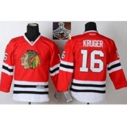 youth nhl jerseys chicago blackhawks #16 kruger red[2015 Stanley cup champions][kruger]