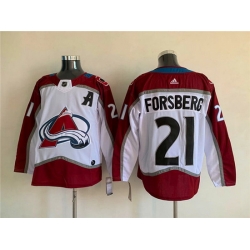 Men Colorado Avalanche 21 Peter Forsberg White Stitched Jersey
