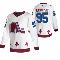 Men Colorado Avalanche 95 Andre Burakovsky White Adidas 2020 21 Reverse Retro Alternate NHL Jersey