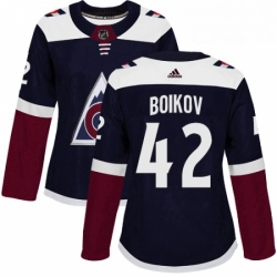 Womens Adidas Colorado Avalanche 42 Sergei Boikov Authentic Navy Blue Alternate NHL Jersey 