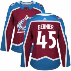 Womens Adidas Colorado Avalanche 45 Jonathan Bernier Premier Burgundy Red Home NHL Jersey 