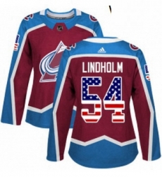 Womens Adidas Colorado Avalanche 54 Anton Lindholm Authentic Burgundy Red USA Flag Fashion NHL Jersey 