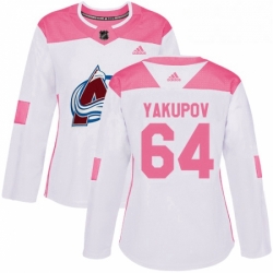 Womens Adidas Colorado Avalanche 64 Nail Yakupov Authentic WhitePink Fashion NHL Jersey 