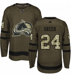 Youth Adidas Colorado Avalanche 24 AJ Greer Premier Green Salute to Service NHL Jersey 