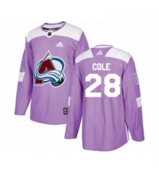 Youth Adidas Colorado Avalanche 28 Ian Cole Authentic Purple Fights Cancer Practice NHL Jersey 