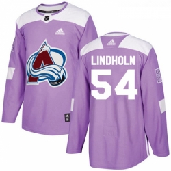 Youth Adidas Colorado Avalanche 54 Anton Lindholm Authentic Purple Fights Cancer Practice NHL Jersey 